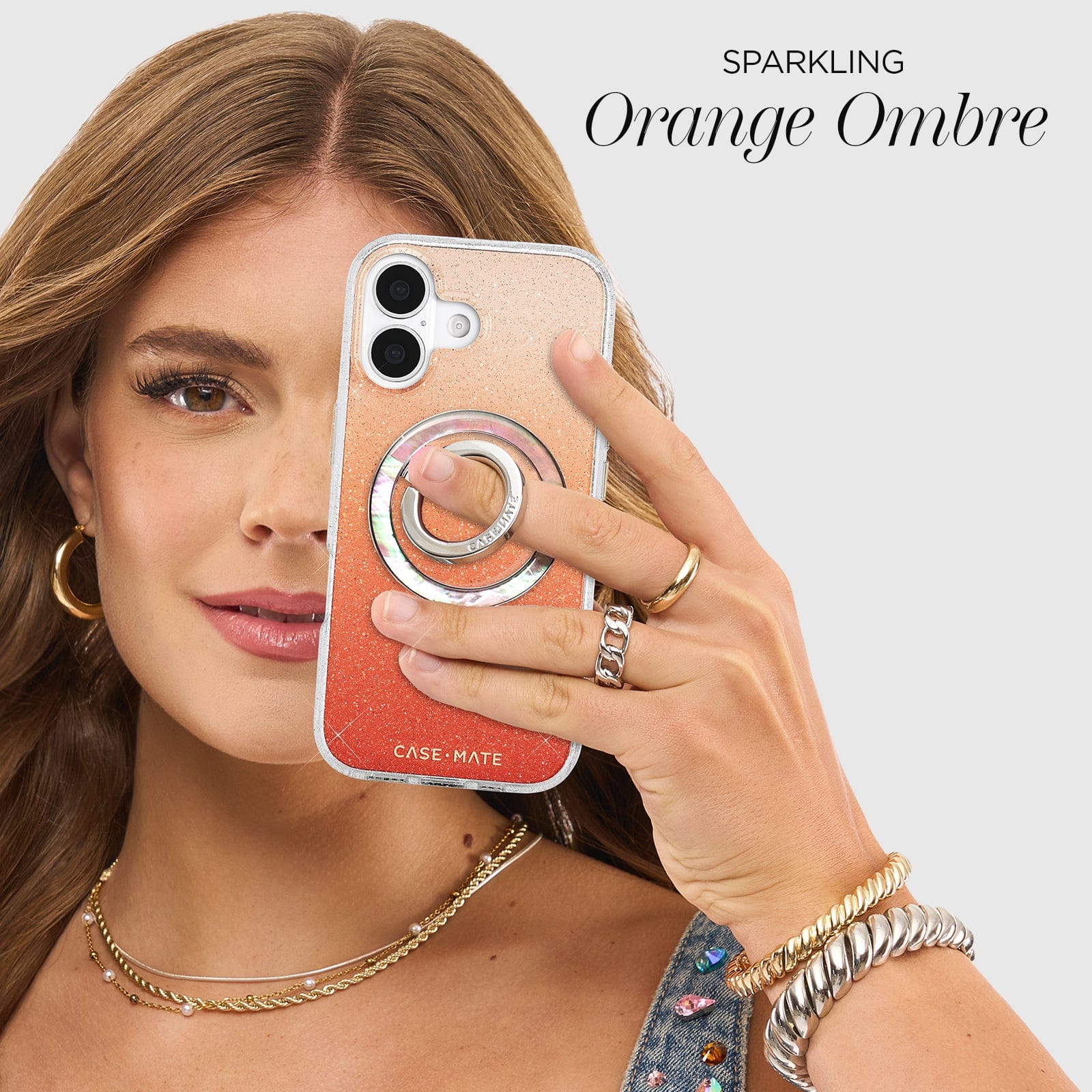 CASE-MATE Phone Cases Sheer Twinkle iPhone 17 coque orange ombré MagSafe