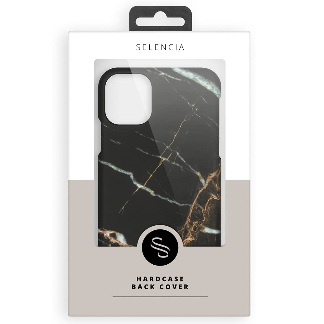 SELENCIA Coque arrière Maya Fashion Back Cover iPhone 12 noir marbre mat Qi
