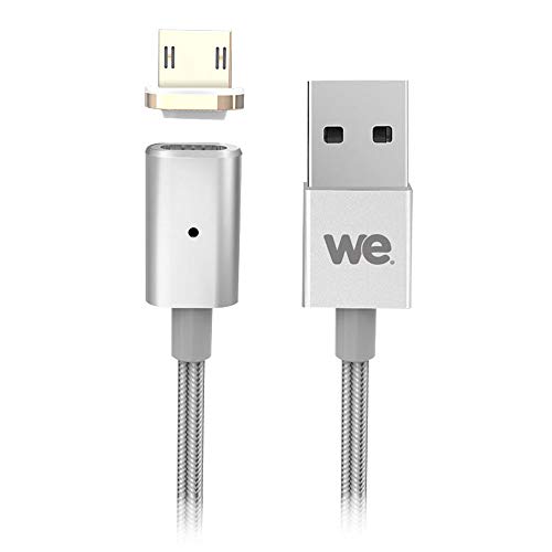 WE Cables Câble magnétique Micro USB 1 m argent nylon tressé
