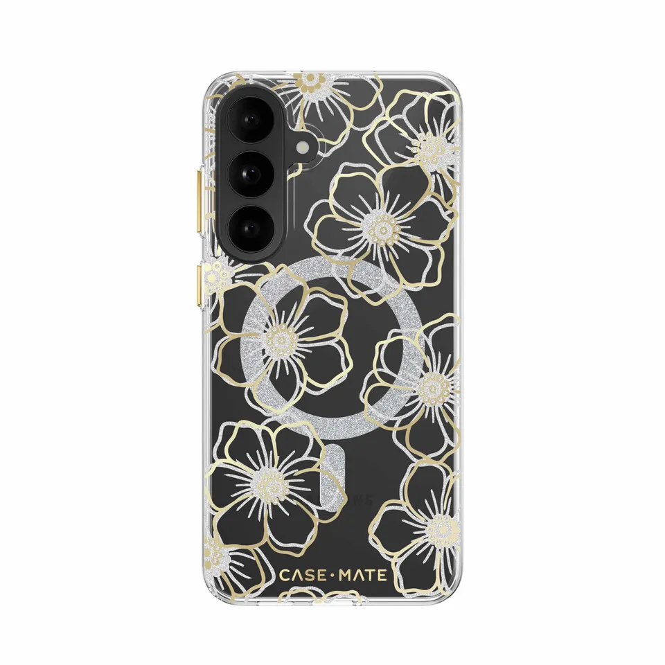 CASE-MATE Phone Cases Galaxy S26 FE coque Floral Gems, Sheer Twinkle Silver