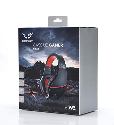WE GAMIUM casque gaming filaire surround 7.1 noir rouge, micro ajustable