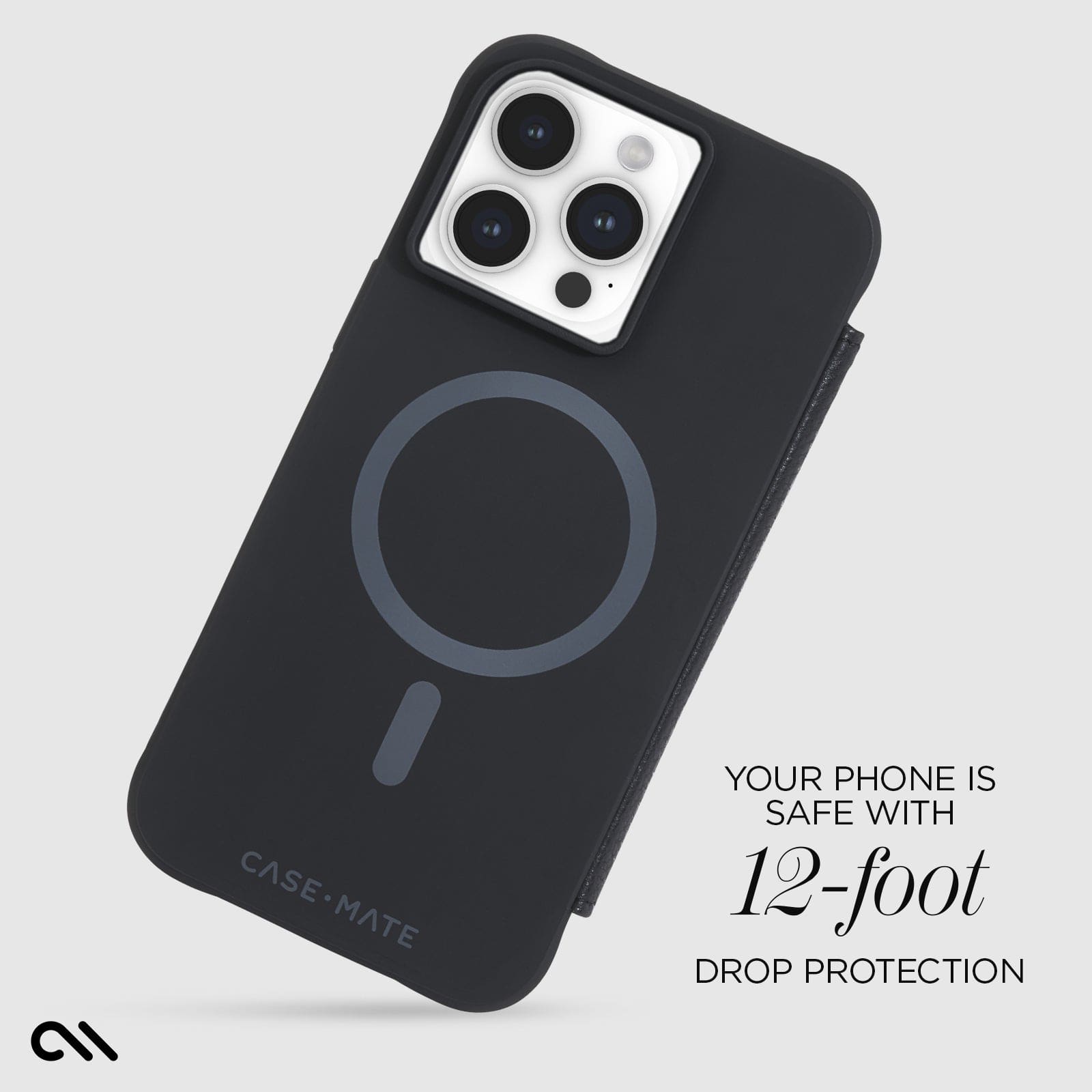 CASE-MATE Phone Cases Wallet Folio MagSafe coque iPhone 15 Pro Max noire