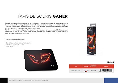 WE GAMIUM tapis de souris gaming 250 x 210 mm antidérapant