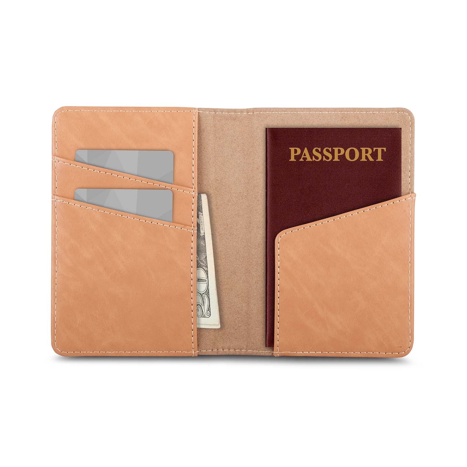 MOSHI Card Holders and Keychains Vegan Leather Passport Holder porte-passeport Oak Brown