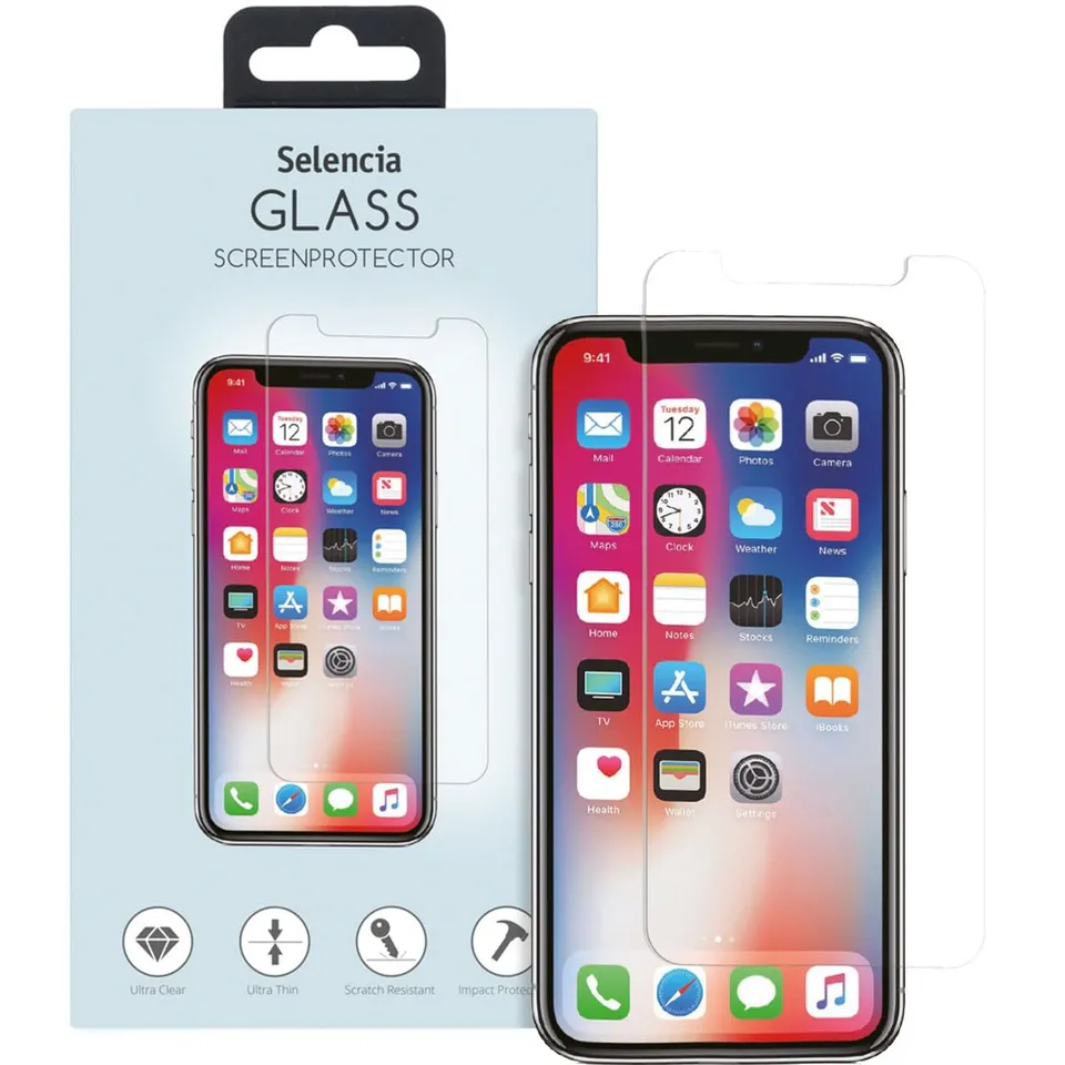 Selencia Protection d’écran en verre trempé Handyhuellen iPhone X transparent 9H