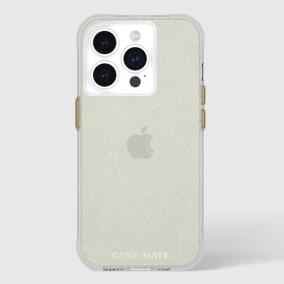CASE-MATE Phone Cases Sheer Crystal Gold coque iPhone 15 Pro dorée antichoc