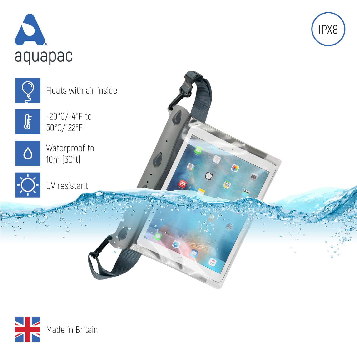 Aquapac Tablets, iPads & E-Readers 671F étui tablette 10,6–12,9 pouces étanche