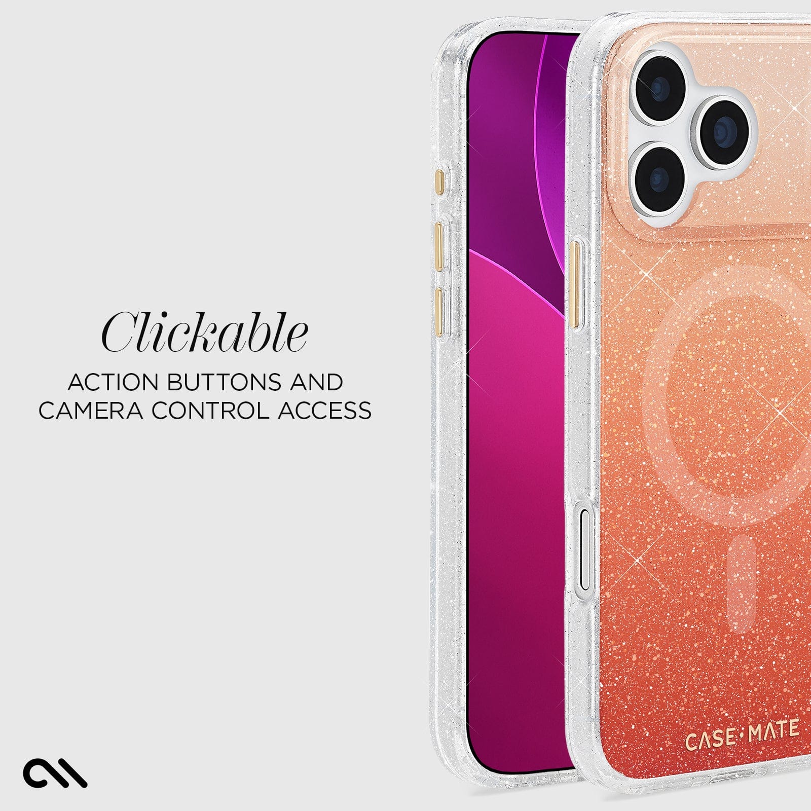 CASE-MATE Phone Cases Sheer Twinkle Orange Ombré MagSafe coque iPhone 17 Pro Max