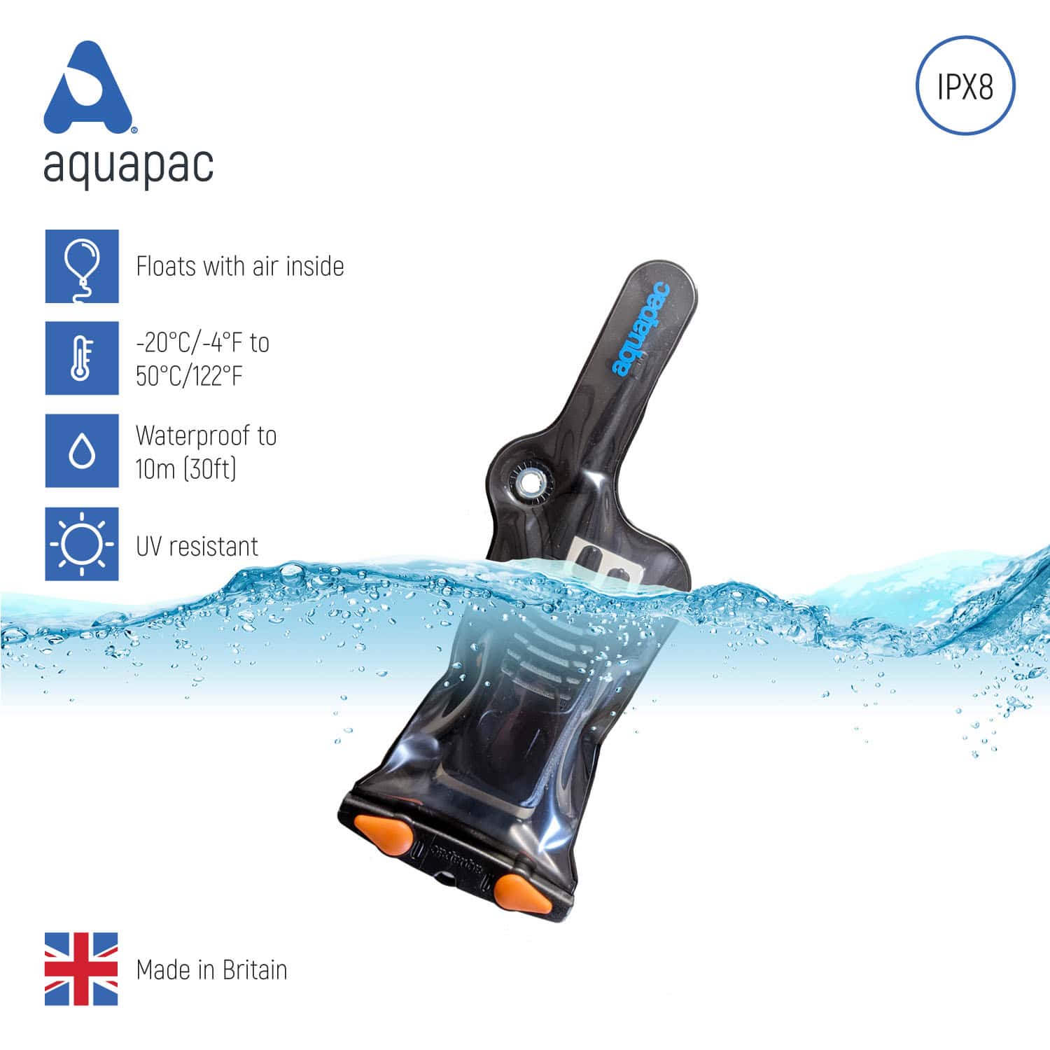 Aquapac 2-Way VHF Radios Mini Waterproof VHF Case étui radio avec cordon