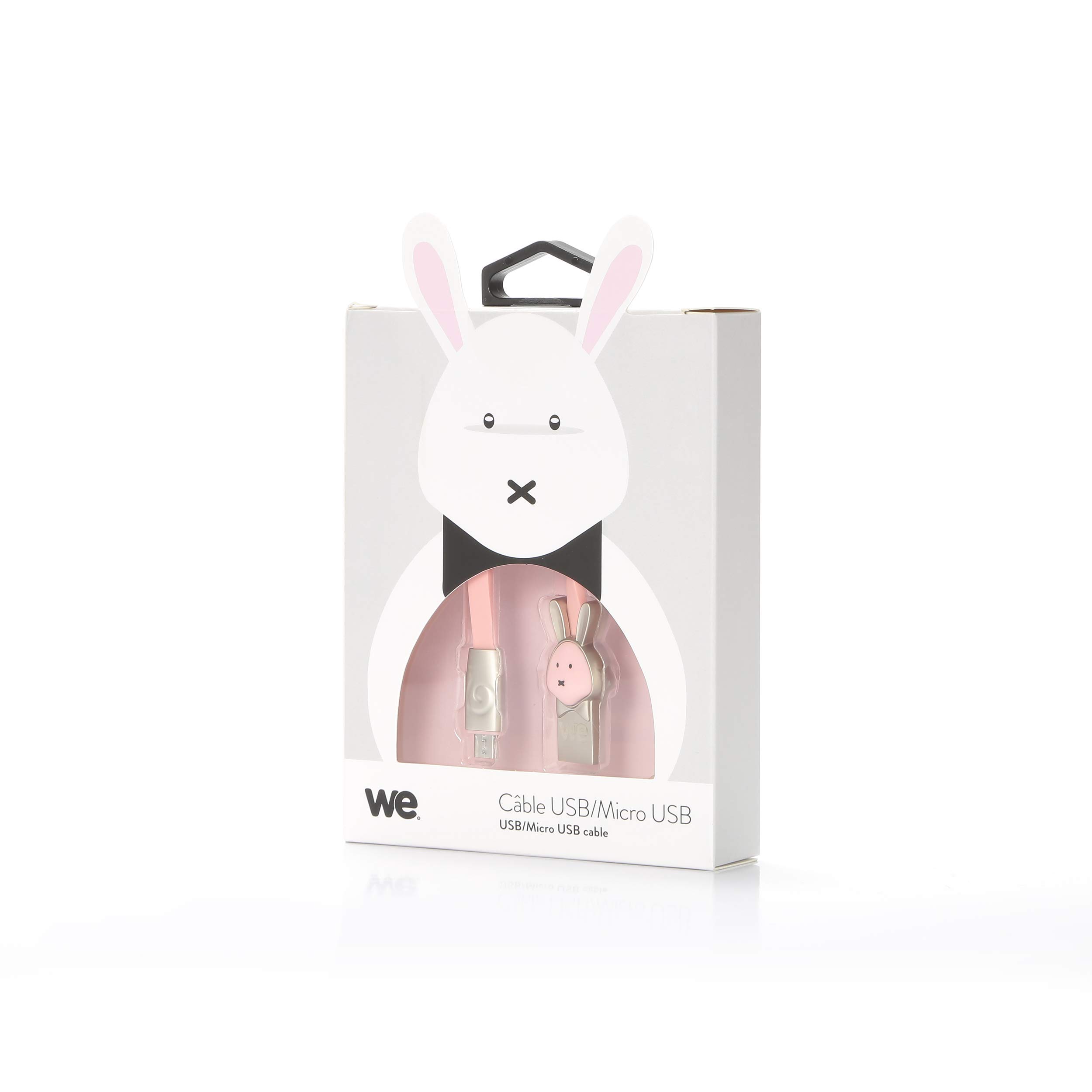 WE Cables Lapin câble micro USB plat 1 m rose