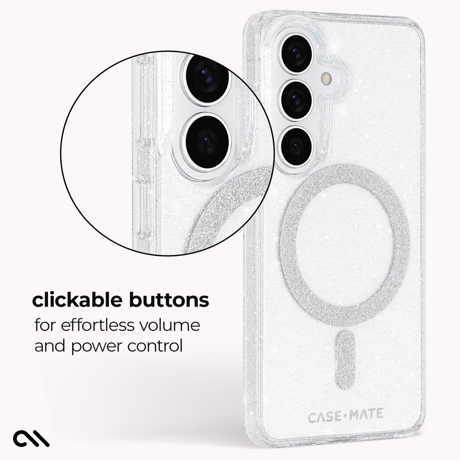 CASE-MATE Phone Cases Sheer Twinkle Silver with Magnet coque Galaxy S26 argentée