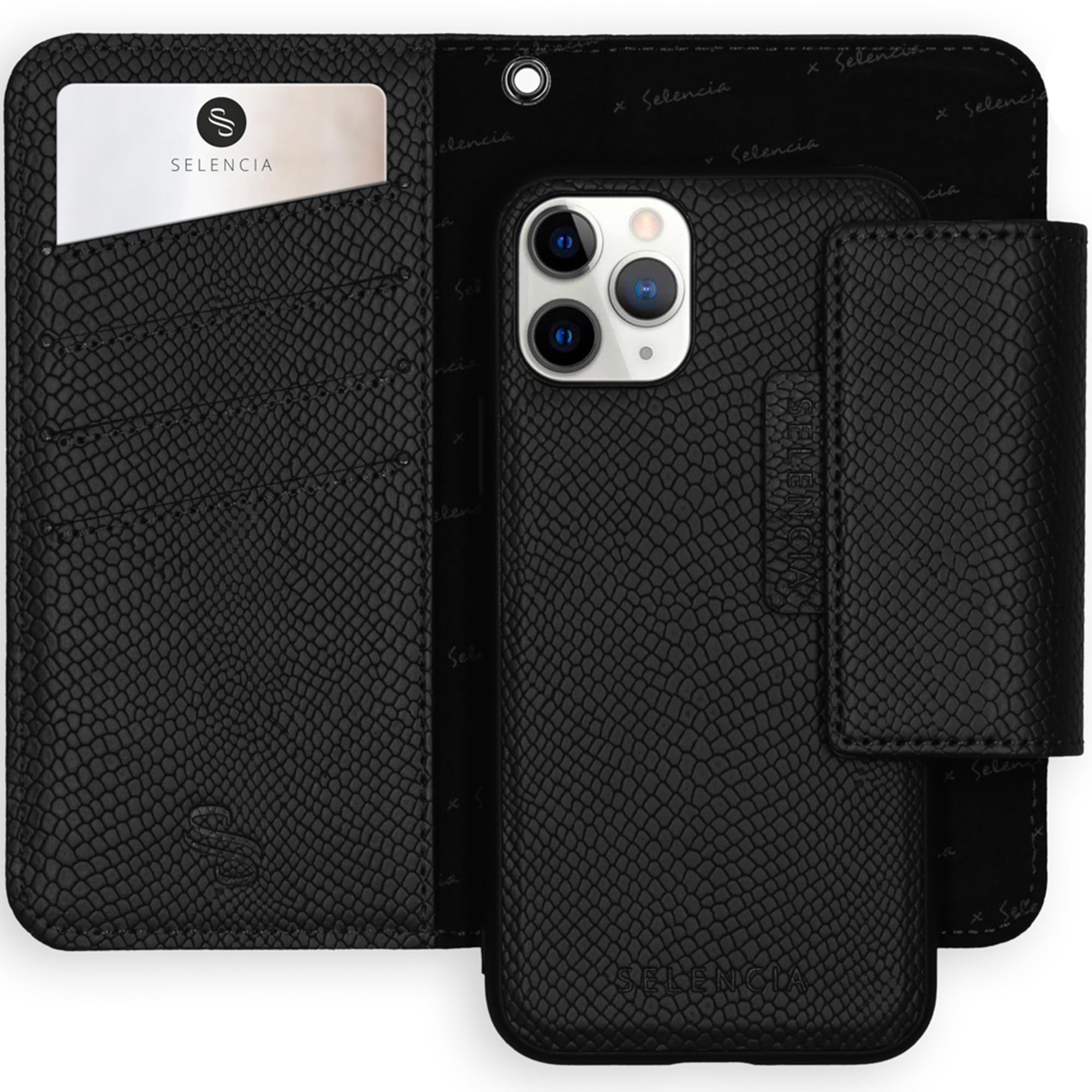 SELENCIA Llyr étui à rabat 2 en 1 iPhone 11 Pro serpent 4 cartes