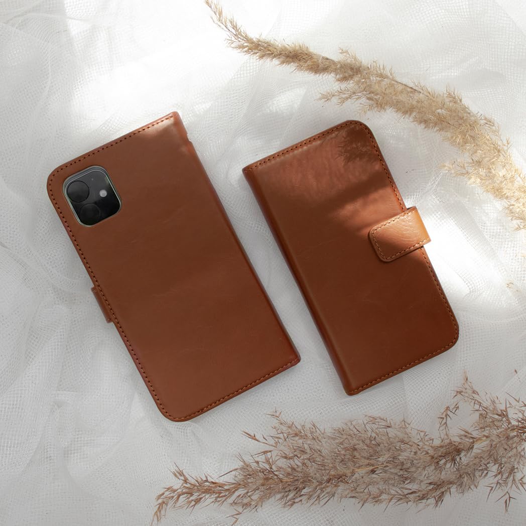 SELENCIA Étui à rabat Era cuir iPhone 12/12 Pro marron 3 cartes magnétique