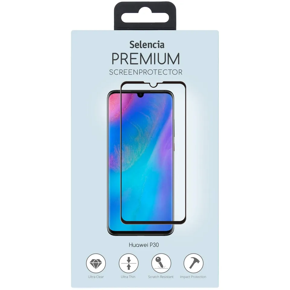 SELENCIA Protection d'écran en verre trempé Huawei P30 noire 9H