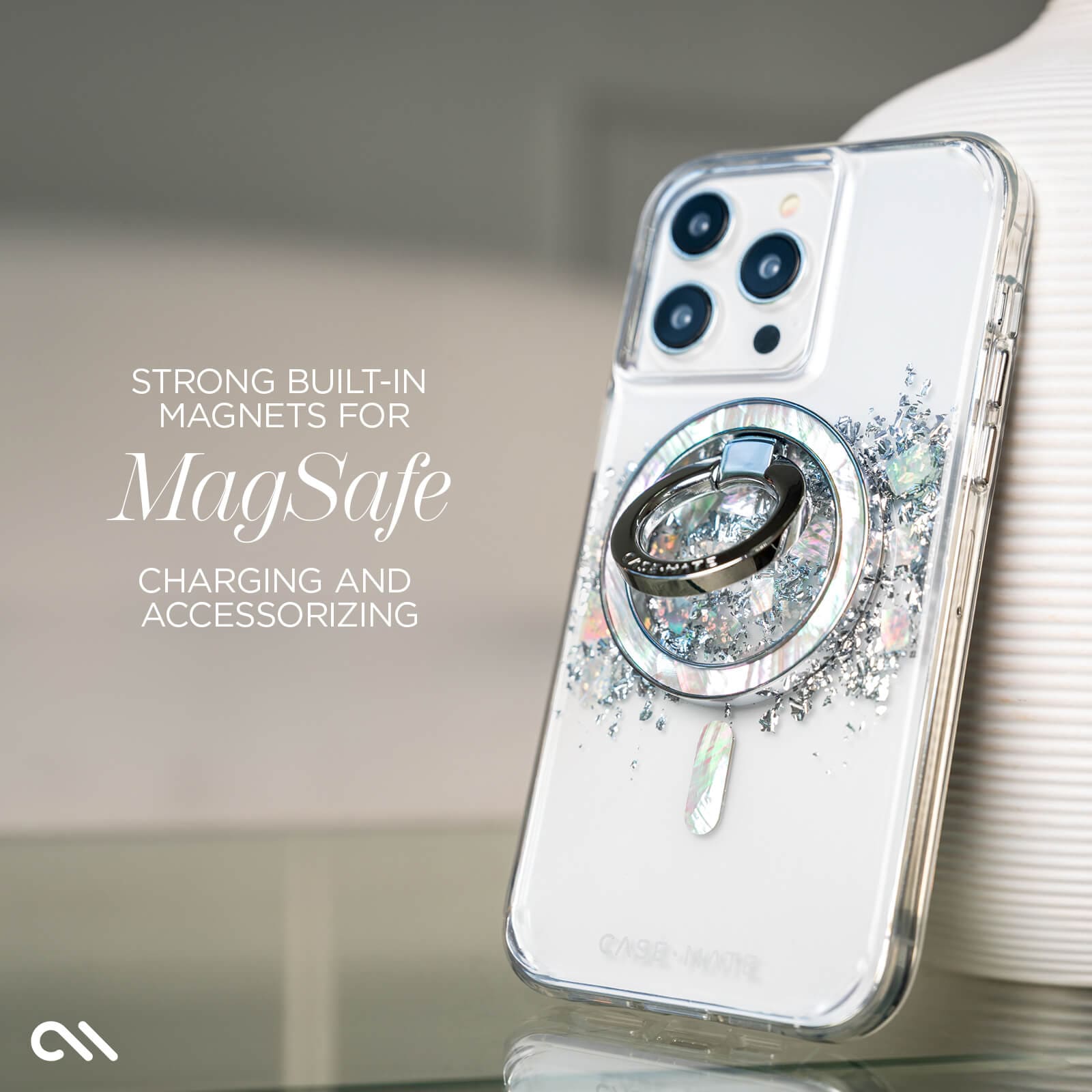 CASE-MATE Phone Cases Touch of Pearl MagSafe coque iPhone 15 Pro nacrée