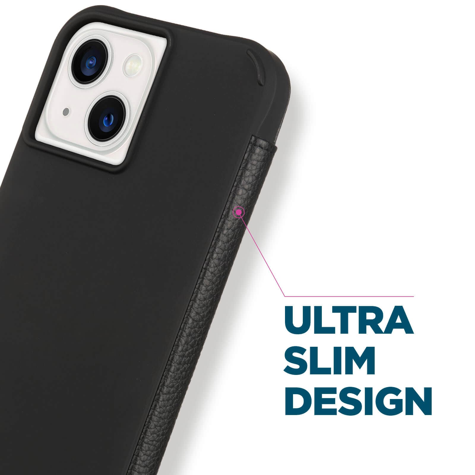 CASE-MATE Wallet Folio (MagSafe) coque iPhone 14 Plus noire en cuir