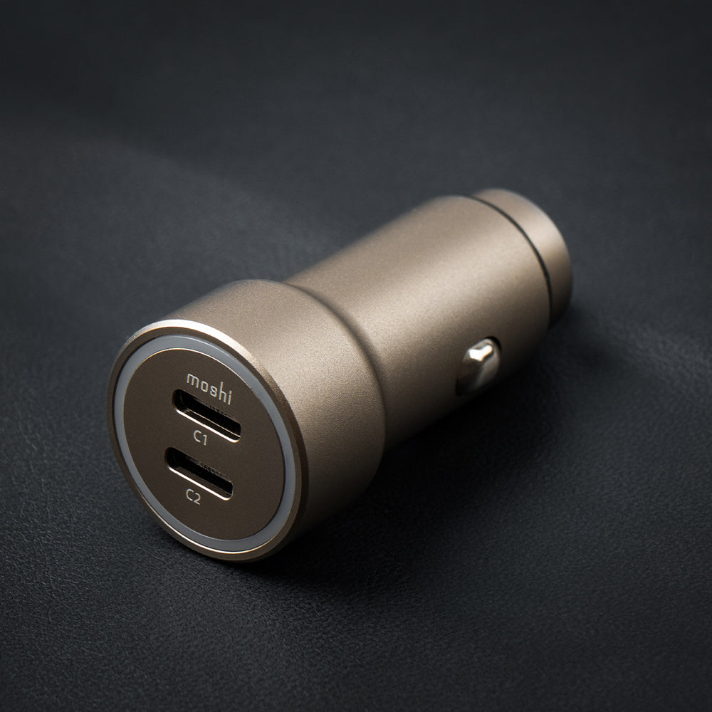 MOSHI Quik Duo-C Car Charger chargeur voiture USB-C 30 W + 20 W or lunaire