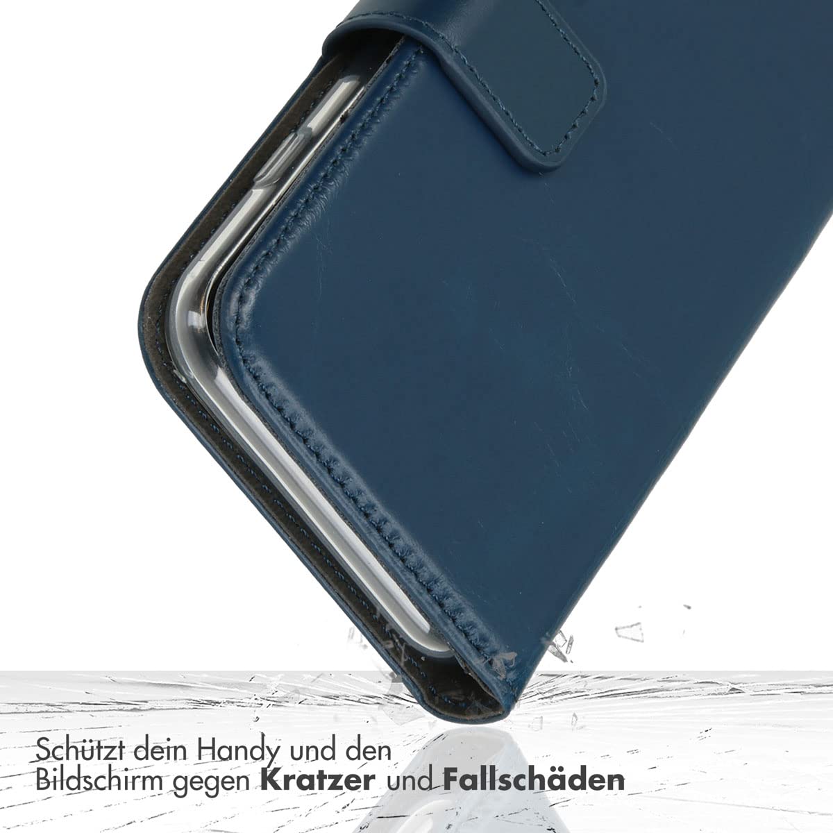 SELENCIA Étui à rabat Era iPhone 12 cuir bleu 3 cartes