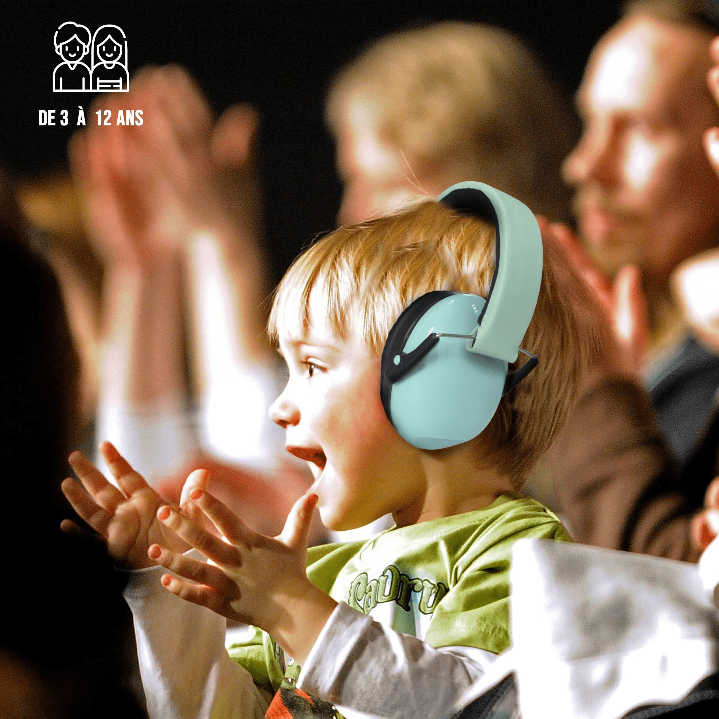WE Audio casque anti-bruit enfant vert d’eau avec housse de transport