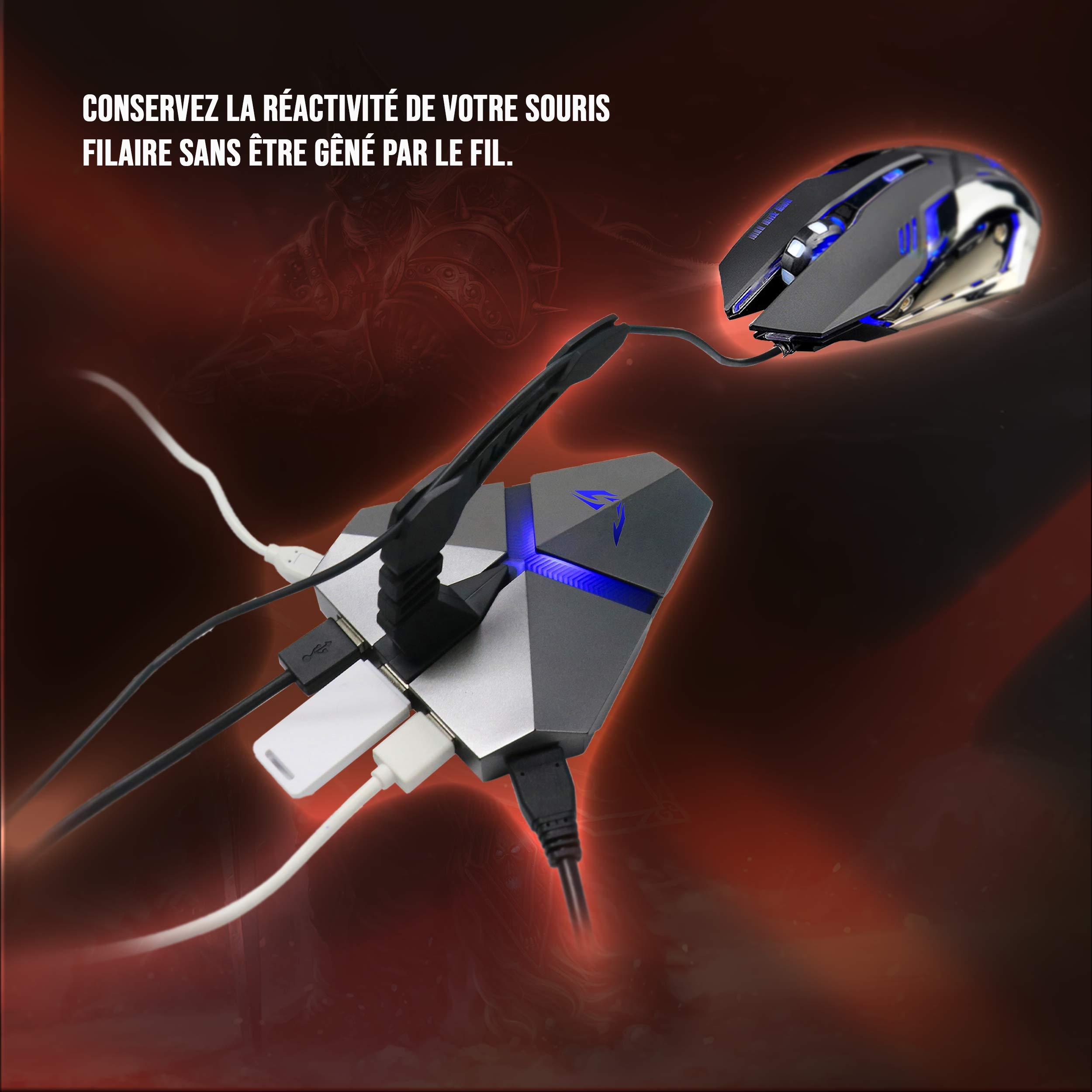 WE GAMIUM Bungee HUB USB 3 ports noir lecteur micro SD