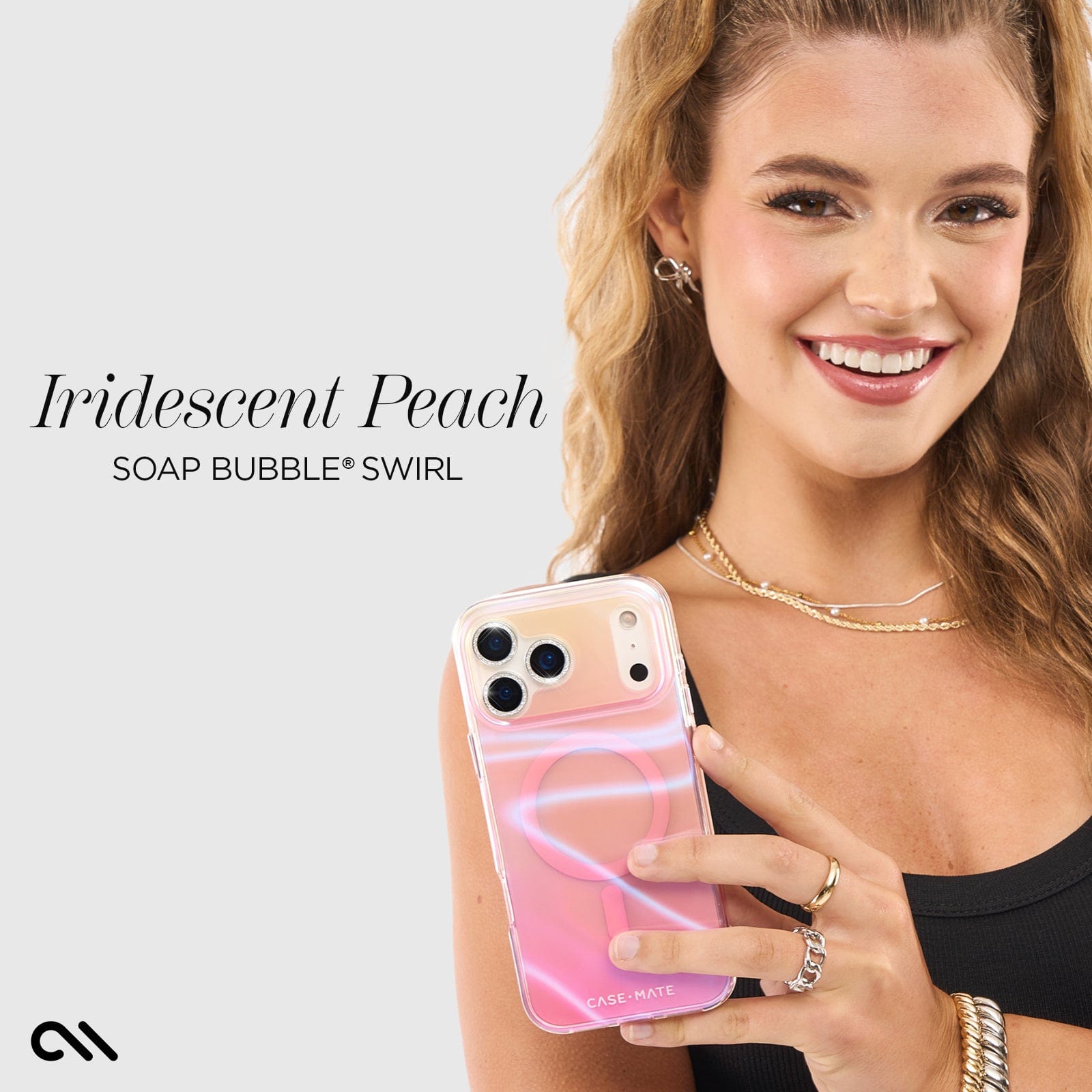CASE-MATE Phone Cases Peach Soap Bubble MagSafe coque iPhone 17 Pro irisée