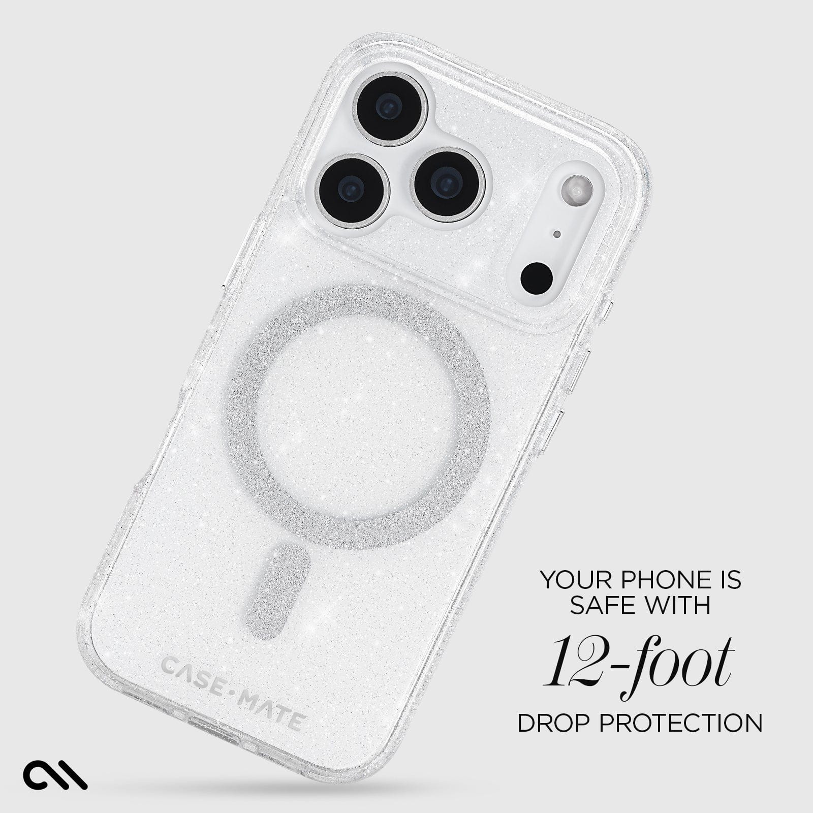 CASE-MATE Phone Cases Sheer Twinkle Silver MagSafe coque argent iPhone 17 Pro