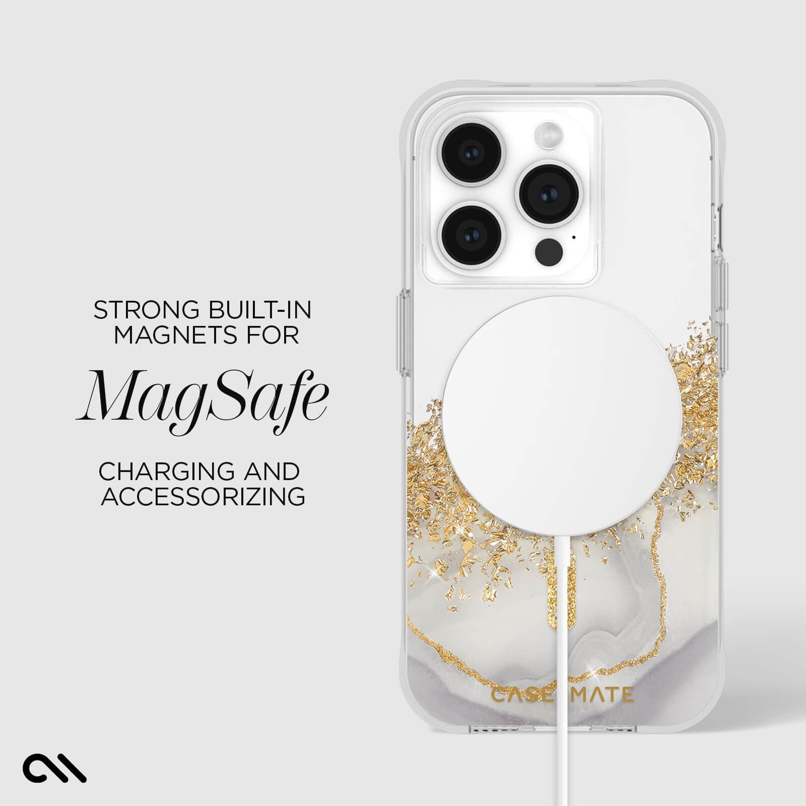 CASE-MATE Karat Marble MagSafe iPhone 15 Pro coque marbre doré