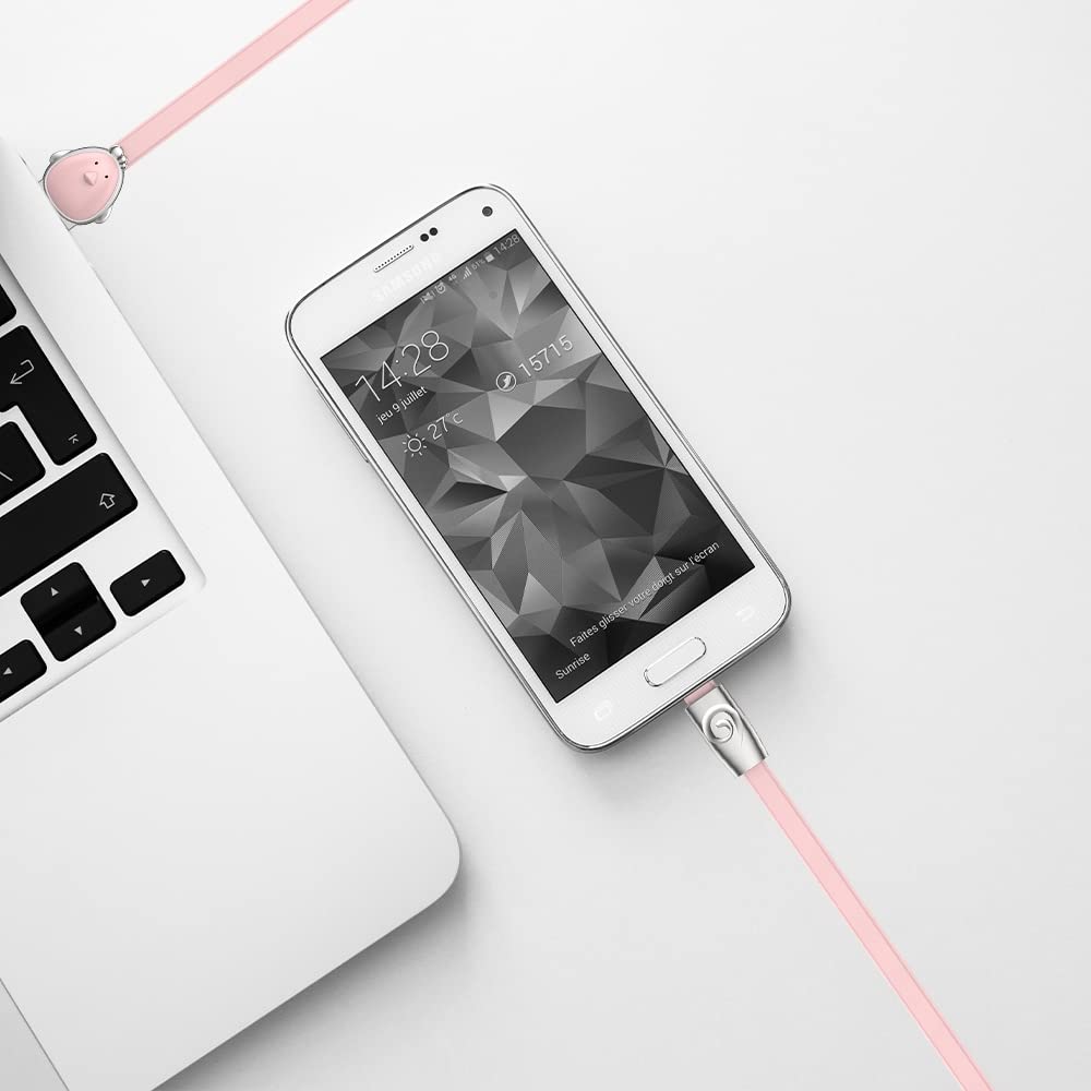 WE Cables Poule câble micro USB plat 1,2 m rose
