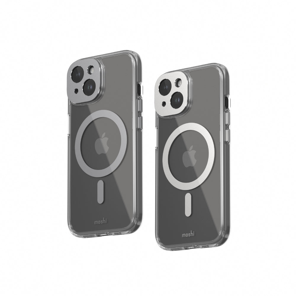 Moshi Cases iGlaze Clear Hardshell Case MagSafe coque iPhone 15 Pro Max Luna Silver