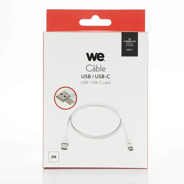 WE Cables câble USB-C 2 m bleu plat