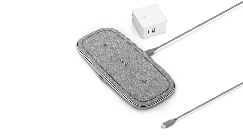 Moshi Chargers Sette Q Dual Wireless Charging Pad chargeur sans fil 15 W Nordic Gray