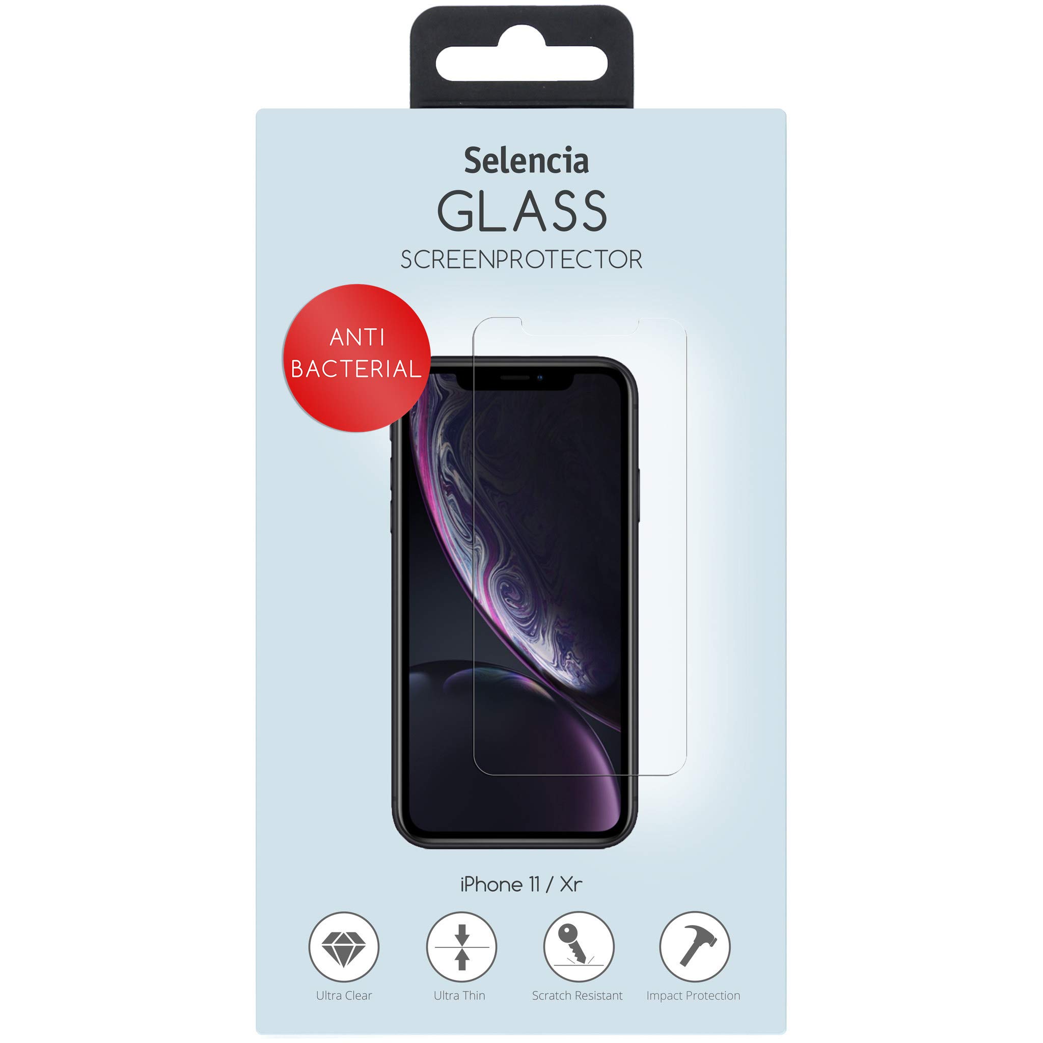 SELENCIA Protection d’écran en verre trempé antibactérien iPhone 11 Pro/Xs/X
