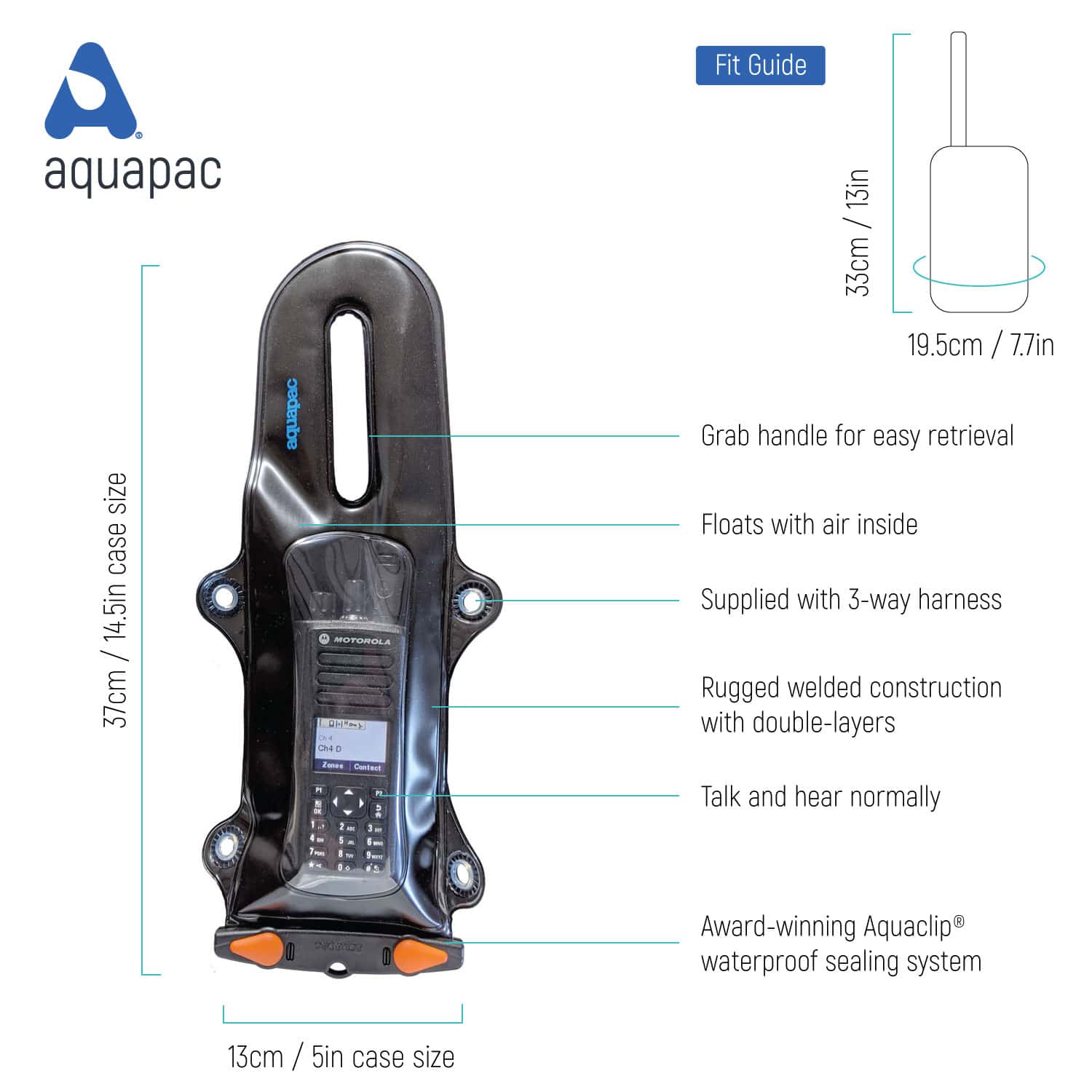 Aquapac 2-Way VHF Radios DockSystem Extreme Pro étui VHF étanche