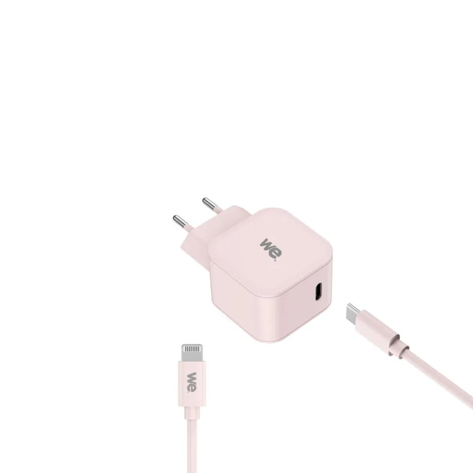 WE WE POP Pack chargeur secteur USB-C + câble USB-C/Lightning rose 20 W