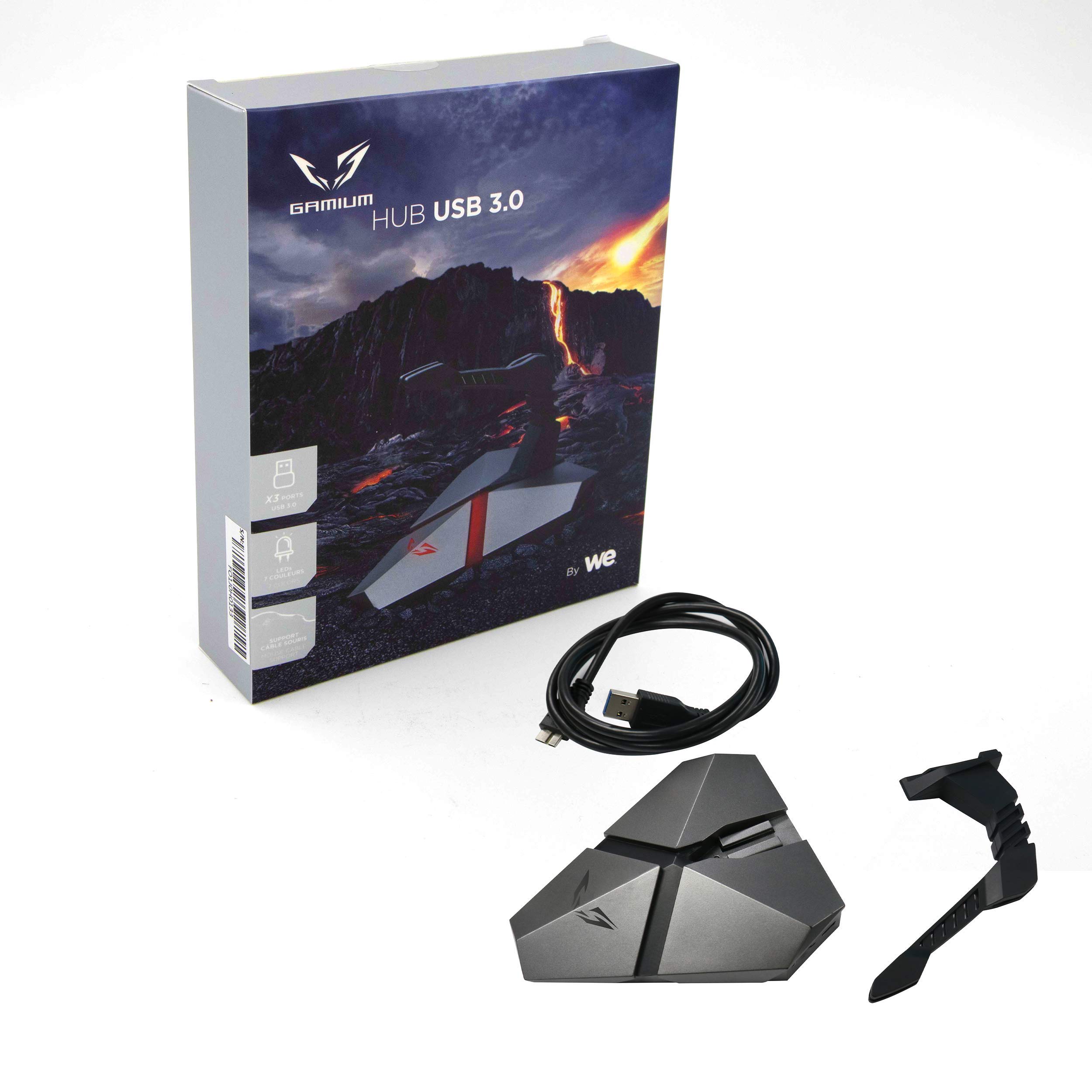 WE GAMIUM Bungee HUB USB 3 ports noir lecteur micro SD