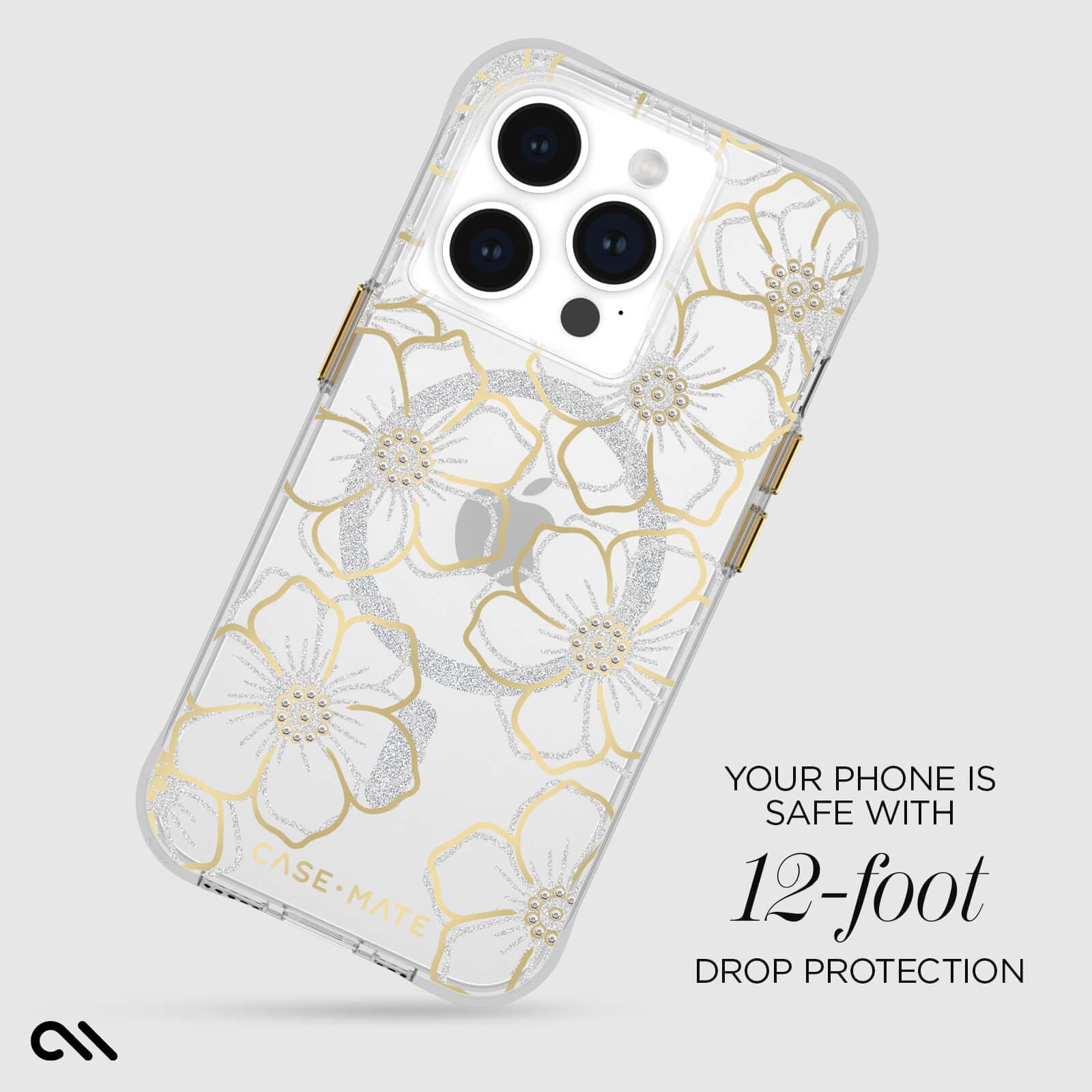CASE-MATE Phone Cases Floral Gems MagSafe coque iPhone 15 Pro à fleurs