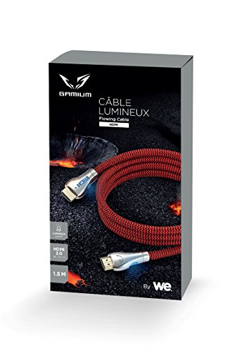 WE GAMIUM Câble HDMI 2.0 4K 1,5 m rouge lumineux tressé