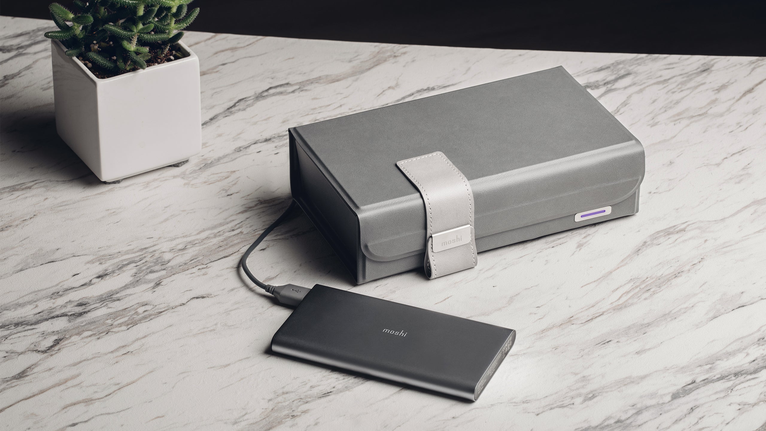 Moshi Wellness Deep Purple™ UV Sanitizer désinfecteur UV gris pliable