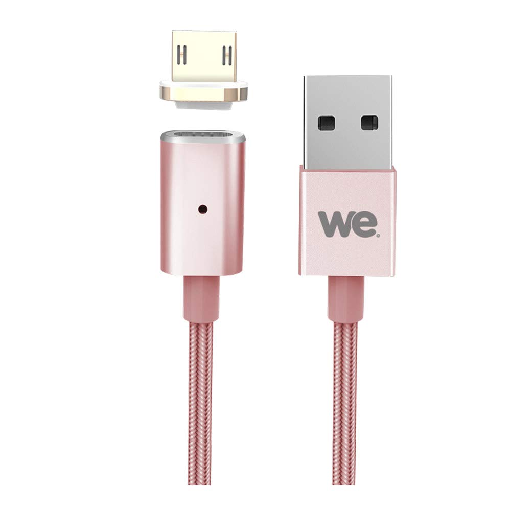 WE Cables Câble magnétique Micro USB 1 m argent nylon tressé