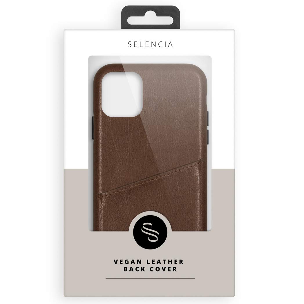SELENCIA Étui en cuir Vayu Vegan iPhone 11 marron carte Qi