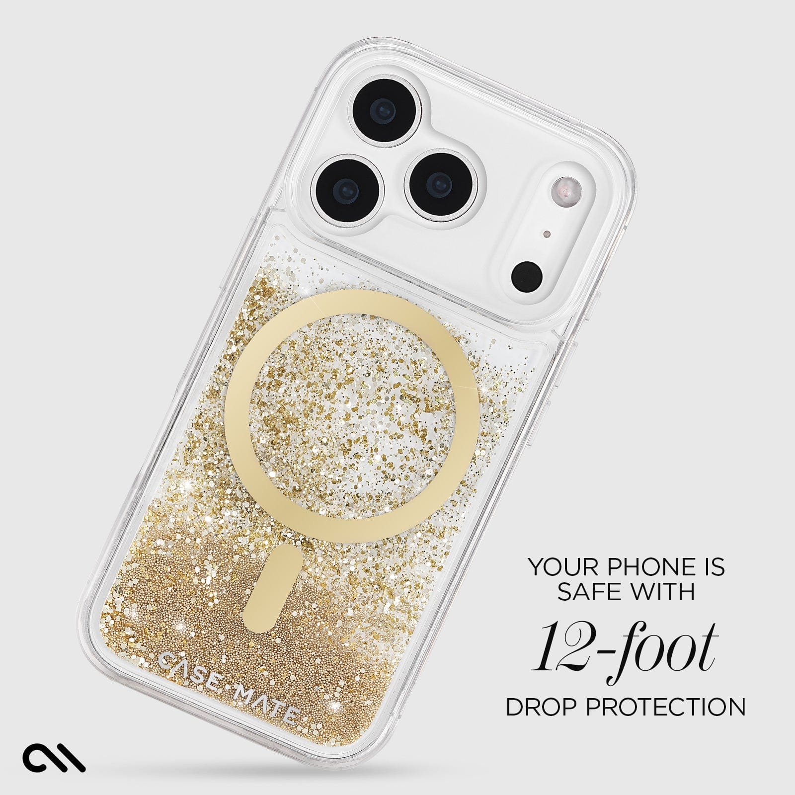 CASE-MATE Waterfall Gold MagSafe coque iPhone 17 Pro dorée