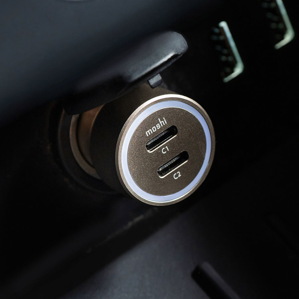 MOSHI Quik Duo-C Car Charger chargeur voiture USB-C 30 W + 20 W or lunaire