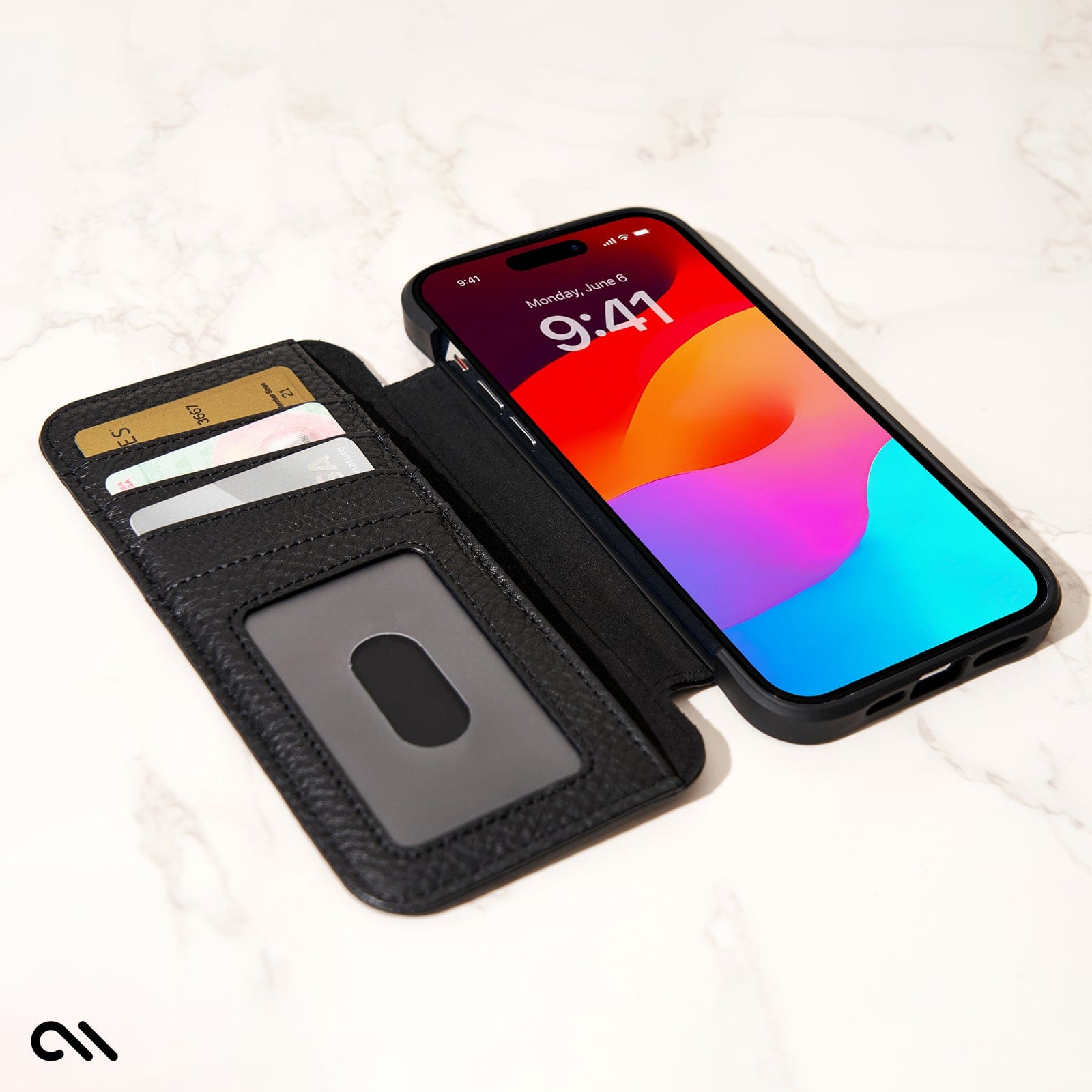 CASE-MATE Wallet Folio MagSafe coque portefeuille iPhone 15 Plus noire