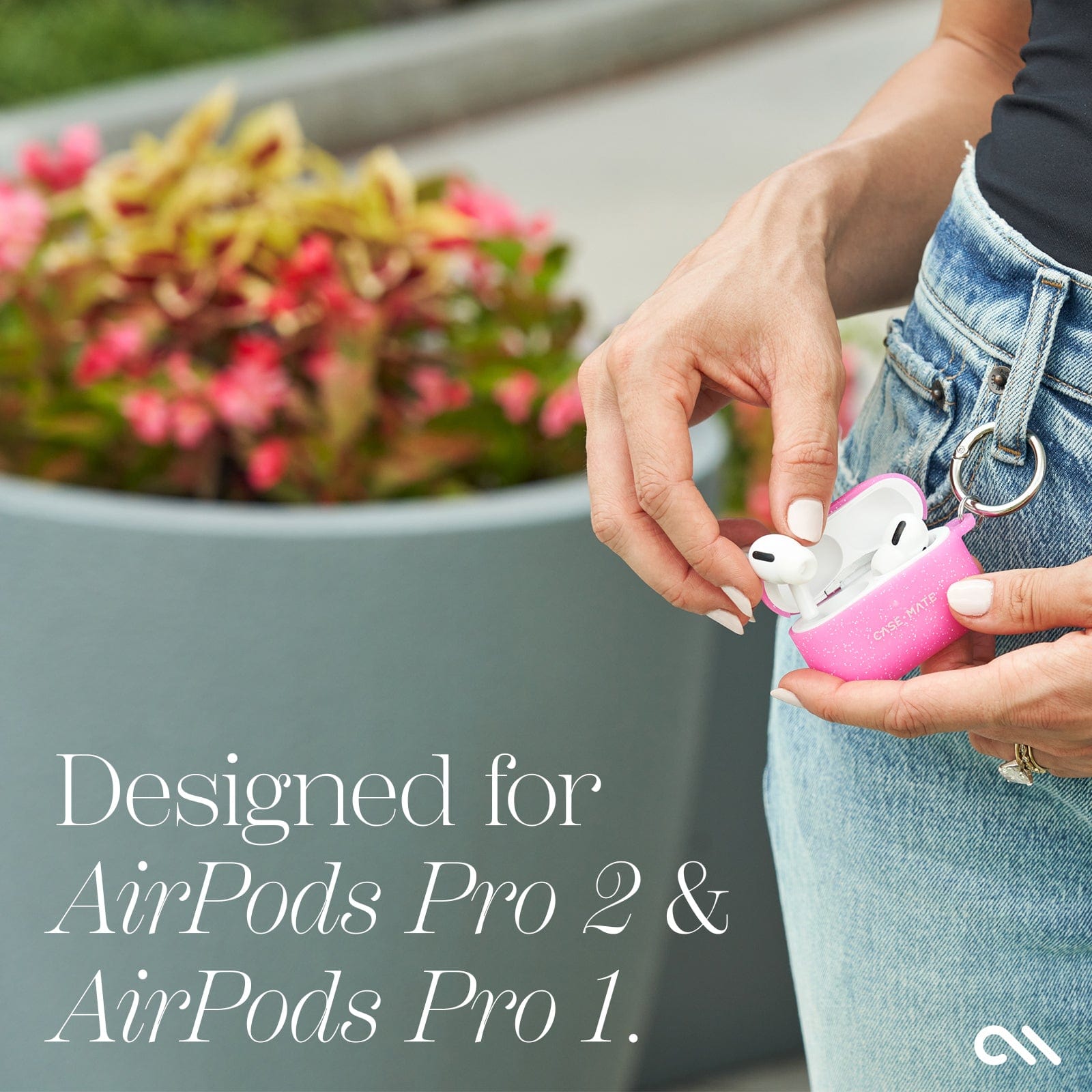 CASE-MATE Gelli Pink Sparkle étui AirPods Pro 1 et 2 rose pailleté