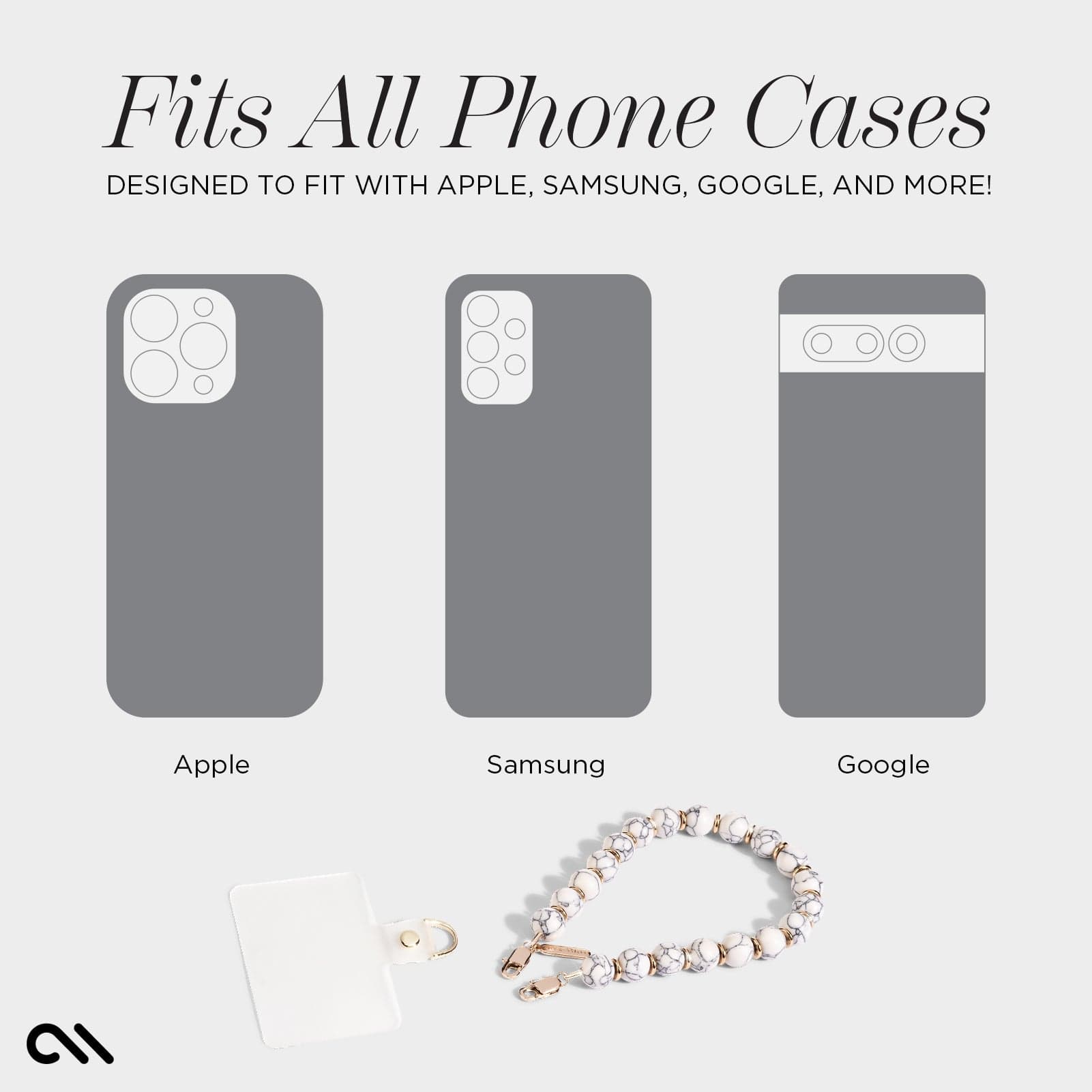 CASE-MATE Phone Accessories White Marble Phone Charm dragonne téléphone White Marble, mains libres