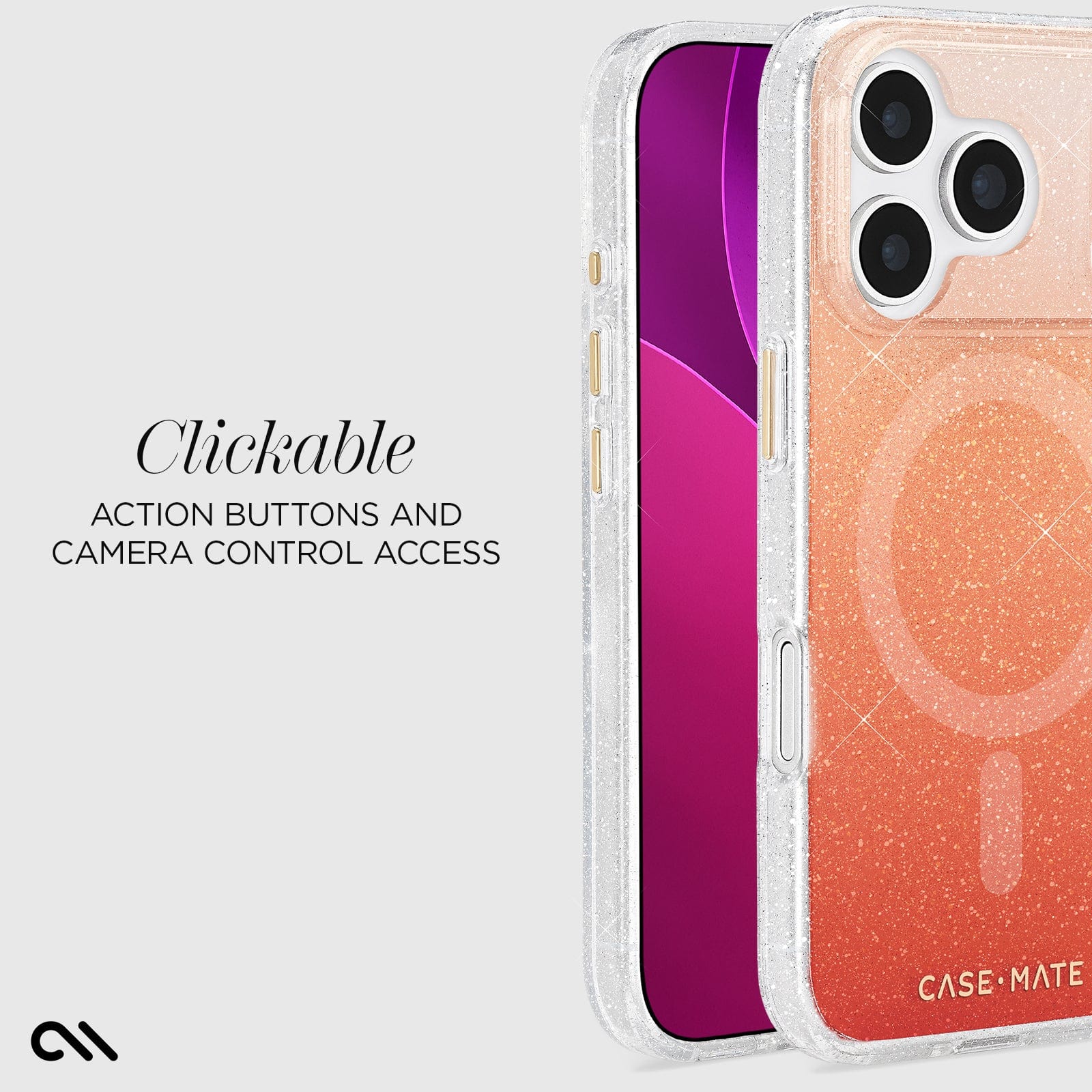CASE-MATE coque iPhone 17 Pro Sheer Twinkle Orange Ombré MagSafe